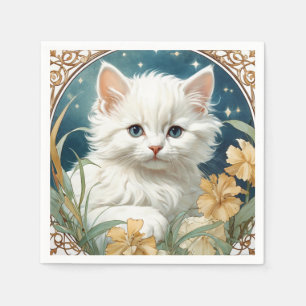 Alphonse Mucha Art Nouveau Kitten Servet