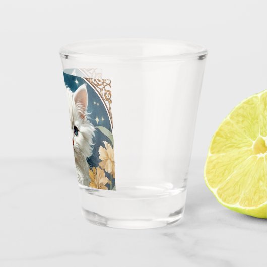 Alphonse Mucha Art Nouveau Kitten Shot Glas (Rechts)