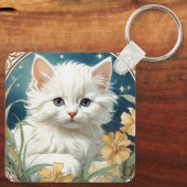 Alphonse Mucha Art Nouveau Kitten Sleutelhanger (Achterkant)