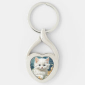 Alphonse Mucha Art Nouveau Kitten Sleutelhanger (Voorkant)