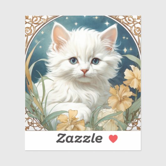 Alphonse Mucha Art Nouveau Kitten Sticker (Vel)