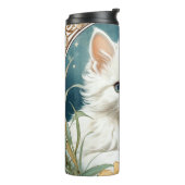 Alphonse Mucha Art Nouveau Kitten Thermosbeker (Gedraaid links)