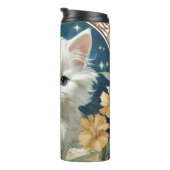 Alphonse Mucha Art Nouveau Kitten Thermosbeker (Geroteerd rechts)