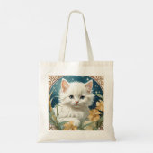 Alphonse Mucha Art Nouveau Kitten Tote Bag (Achterkant)