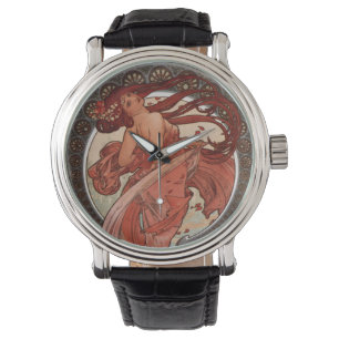 Alphonse Mucha Art Nouveau Lady Horloge