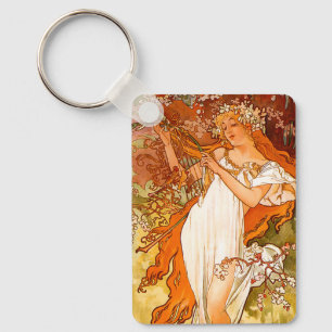 Alphonse Mucha Art Nouveau Lente Sleutelhanger