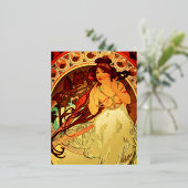 Alphonse mucha art nouveau muze folie feestdagen briefkaart (Staand Voorkant)