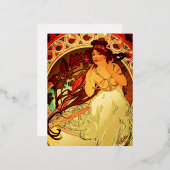 Alphonse mucha art nouveau muze folie feestdagen briefkaart (Voorkant / Achterkant)