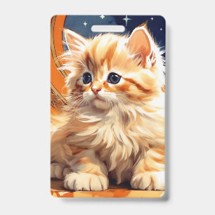 Alphonse Mucha Art Nouveau Oranje Kat Badge