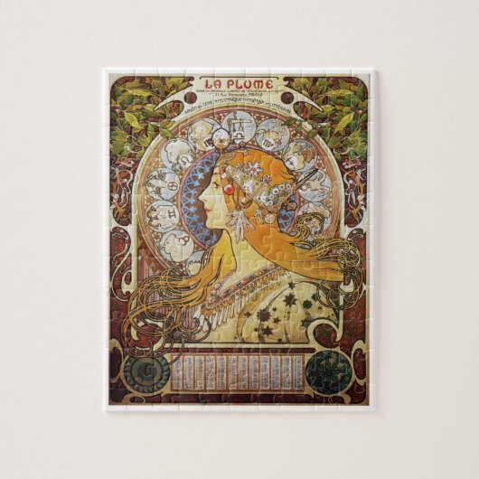 Alphonse Mucha Art Nouveau Poster La Plume Legpuzzel (Verticaal)