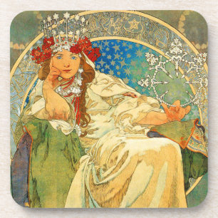 Alphonse Mucha Art Nouveau Princess Hyacinth Bier Onderzetter