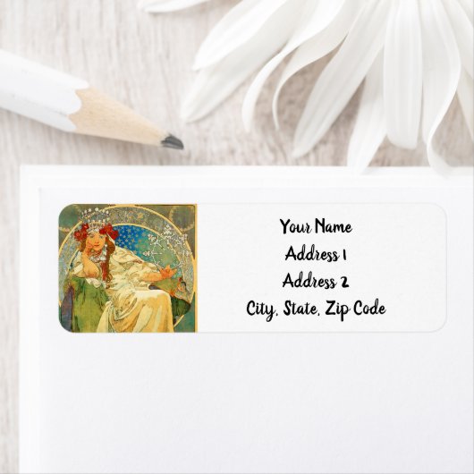 Alphonse Mucha Art Nouveau Princess Hyacinth Etiket (Insitu)