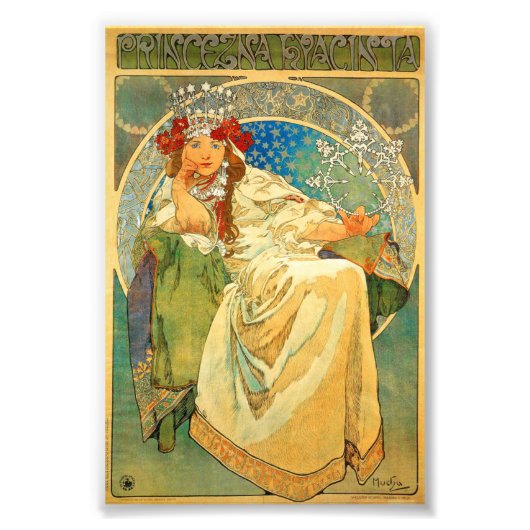 Alphonse Mucha Art Nouveau Princess Hyacinth Foto Afdruk (Voorkant)