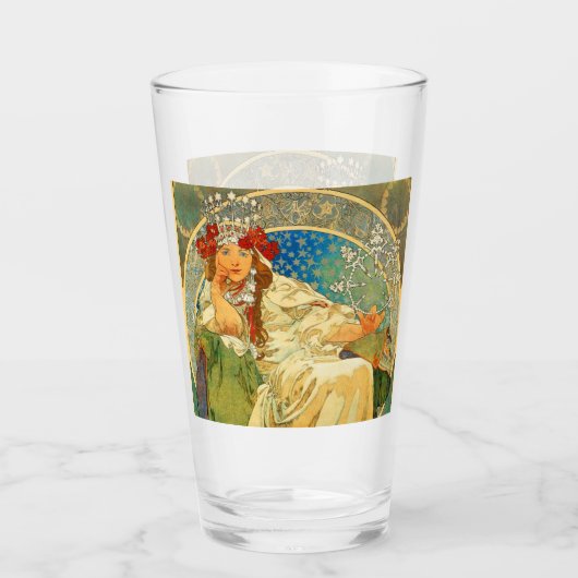 Alphonse Mucha Art Nouveau Princess Hyacinth Glas (Voorkant)
