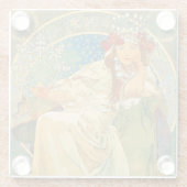 Alphonse Mucha Art Nouveau Princess Hyacinth Glazen Onderzetter (Achterkant)