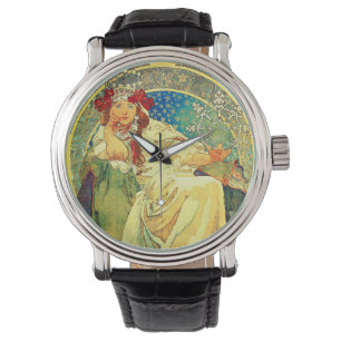 Alphonse Mucha Art Nouveau Princess Hyacinth Horloge