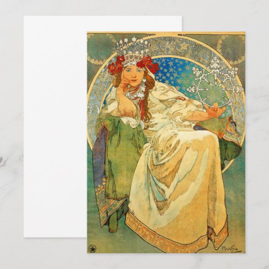 Alphonse Mucha Art Nouveau Princess Hyacinth Kaart (Voorkant / Achterkant)