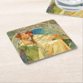 Alphonse Mucha Art Nouveau Princess Hyacinth Kartonnen Onderzetters (Schuin)