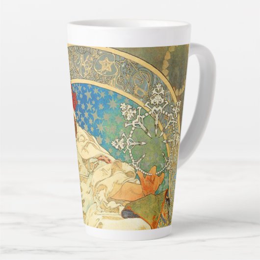 Alphonse Mucha Art Nouveau Princess Hyacinth Latte Mok (Rechterhoek)
