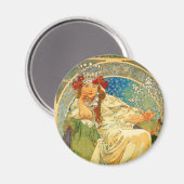 Alphonse Mucha Art Nouveau Princess Hyacinth Magneet (Voorkant / Achterkant)