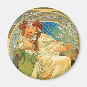 Alphonse Mucha Art Nouveau Princess Hyacinth Magneet