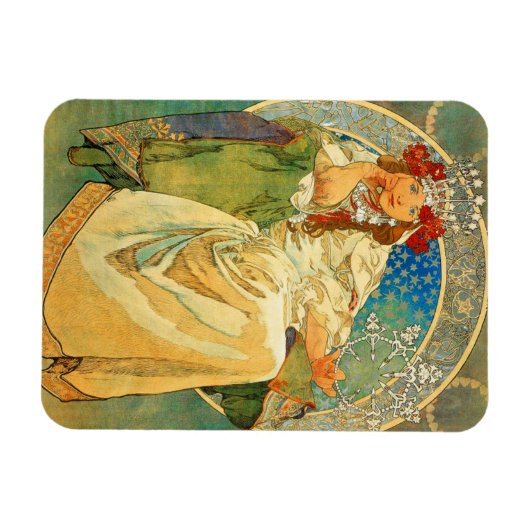 Alphonse Mucha Art Nouveau Princess Hyacinth Magneet (Horizontaal)