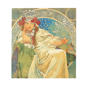 Alphonse Mucha Art Nouveau Princess Hyacinth Notitieblok