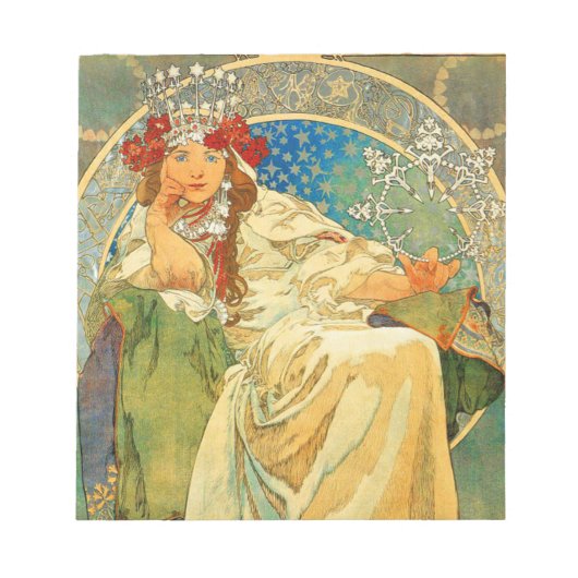 Alphonse Mucha Art Nouveau Princess Hyacinth Notitieblok (Voorkant)