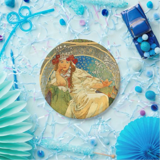 Alphonse Mucha Art Nouveau Princess Hyacinth Papieren Bordje (Feest)