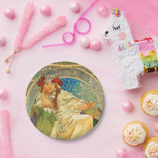 Alphonse Mucha Art Nouveau Princess Hyacinth Papieren Bordje (Feest)