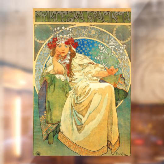 Alphonse Mucha Art Nouveau Princess Hyacinth Raamsticker (Vel 2)