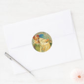 Alphonse Mucha Art Nouveau Princess Hyacinth Ronde Sticker (Envelop)