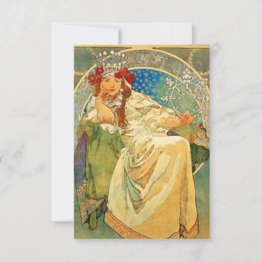 Alphonse Mucha Art Nouveau Princess Hyacinth RSVP Kaartje (Voorkant)