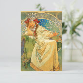 Alphonse Mucha Art Nouveau Princess Hyacinth RSVP Kaartje (Staand voorkant)