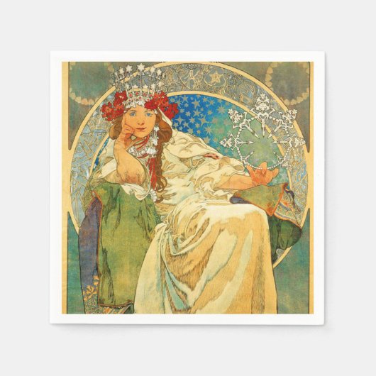 Alphonse Mucha Art Nouveau Princess Hyacinth Servet (Voorkant)