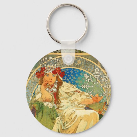 Alphonse Mucha Art Nouveau Princess Hyacinth Sleutelhanger (Voorkant)