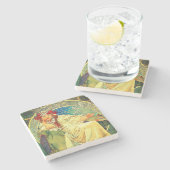 Alphonse Mucha Art Nouveau Princess Hyacinth Stenen Onderzetter (Zijkant)