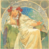 Alphonse Mucha Art Nouveau Princess Hyacinth Sticker (Voorkant)