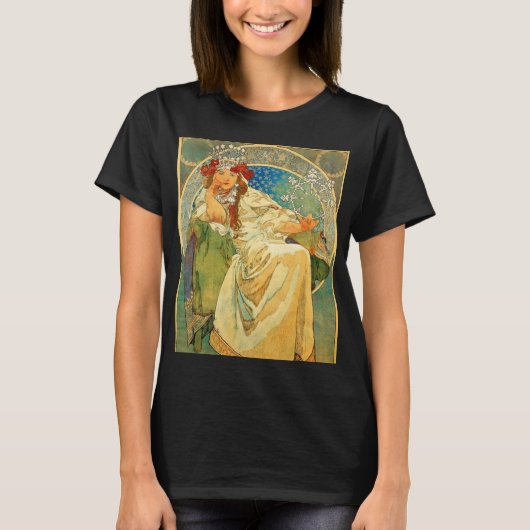 Alphonse Mucha Art Nouveau Princess Hyacinth T-shirt (Voorkant)