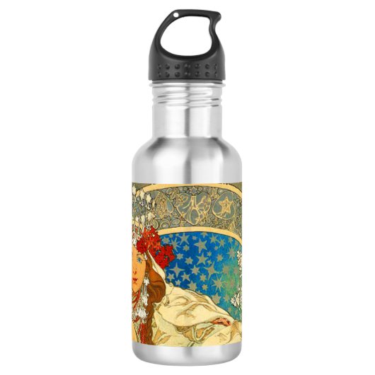 Alphonse Mucha Art Nouveau Princess Hyacinth Waterfles (Voorkant)