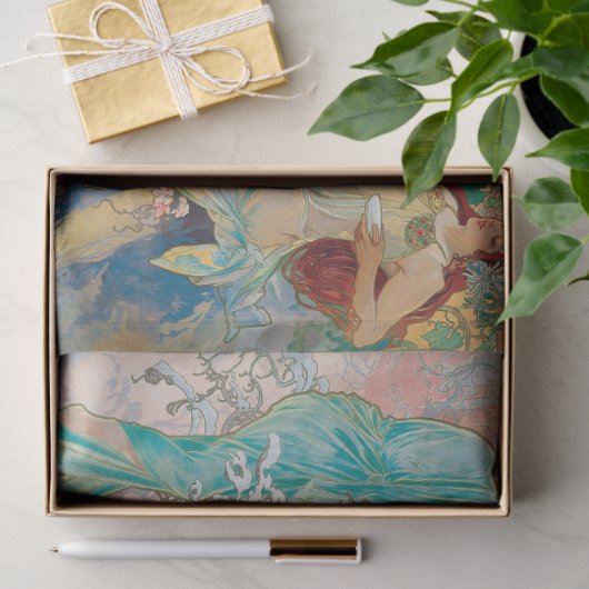 Alphonse Mucha Art Nouveau Seizoenen Decoupage Tissuepapier (Geschenk)