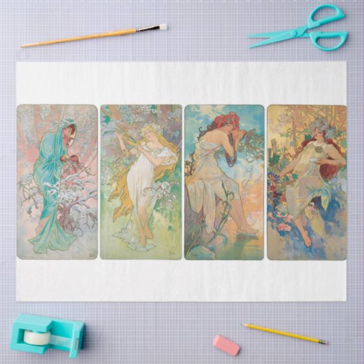 Alphonse Mucha Art Nouveau Seizoenen Decoupage Tissuepapier (Craft)