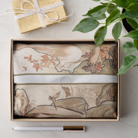 Alphonse Mucha Art Nouveau Seizoenen Decoupage Tissuepapier (Geschenk)