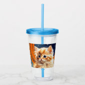 Alphonse Mucha Art Nouveau Sinaasappel Cat Acryl Drinkbeker (Voorkant)