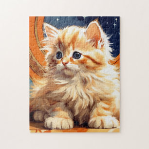 Alphonse Mucha Art Nouveau Sinaasappel Cat Legpuzzel