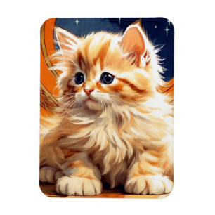 Alphonse Mucha Art Nouveau Sinaasappel Cat Magneet