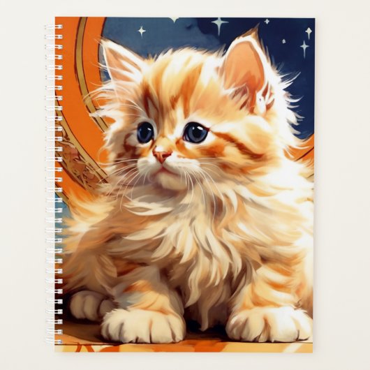 Alphonse Mucha Art Nouveau Sinaasappel Cat Planner (Voorkant)