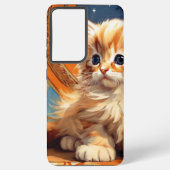 Alphonse Mucha Art Nouveau Sinaasappel Cat Samsung Galaxy Hoesje (Achterkant)