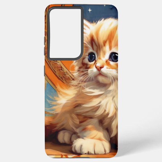Alphonse Mucha Art Nouveau Sinaasappel Cat Samsung Galaxy Hoesje (Achterkant)