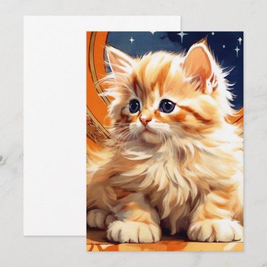 Alphonse Mucha Art Nouveau Sinaasappel Cat Save The Date (Voorkant / Achterkant)